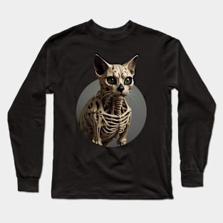 Spooky Skeleton Cat Long Sleeve T-Shirt